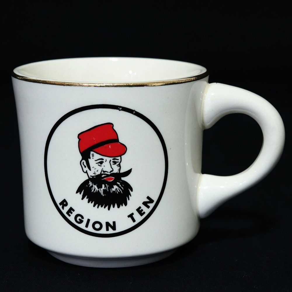 Boy Scouts of America VTG BSA Ceramic Mug Region Ten 10 Gold Rim Coffee Cup